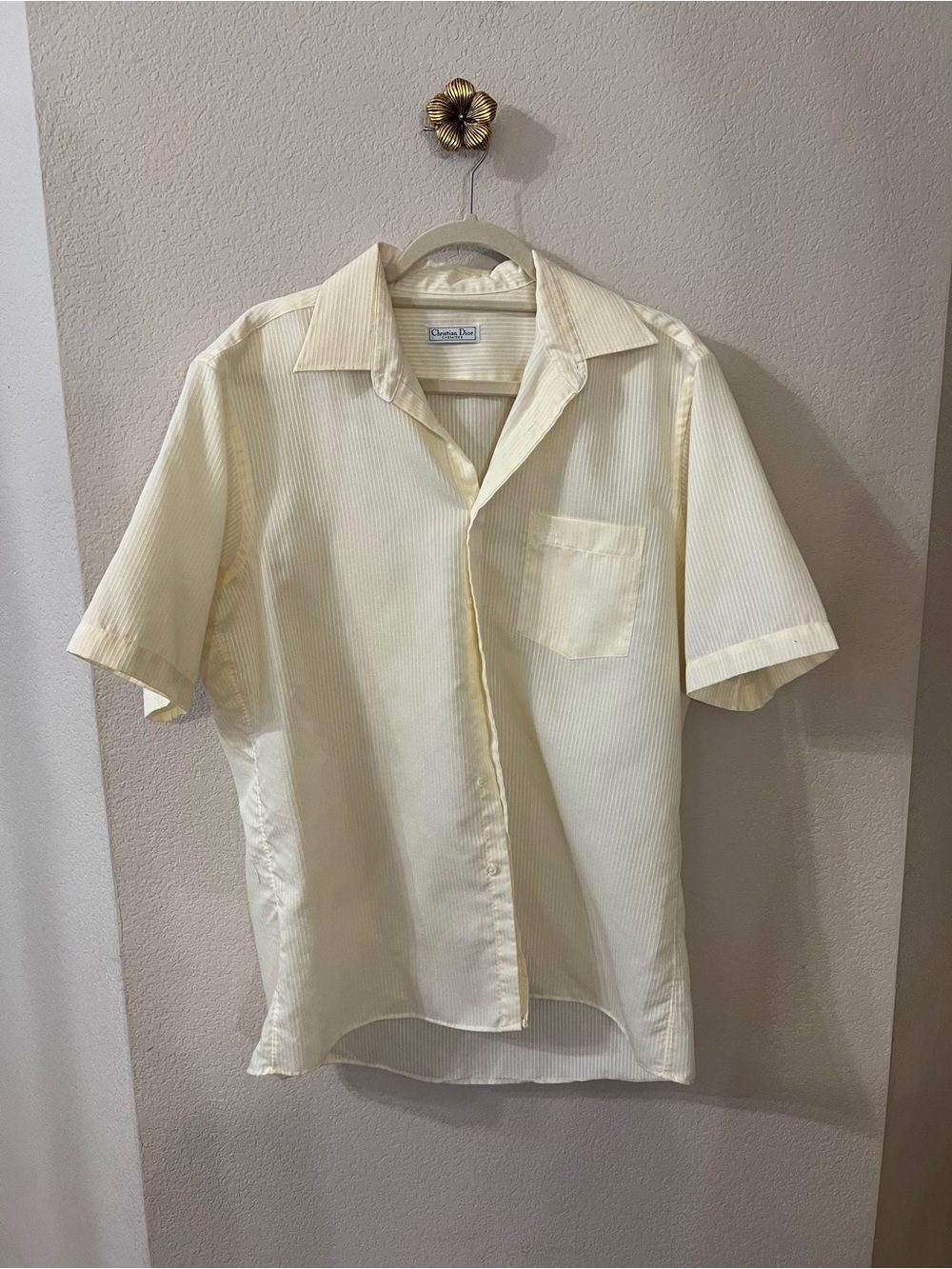 Vintage Christian Dior Butter Yellow Short-Sleeve Collar Shirt